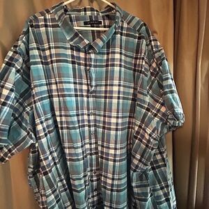 Sting Men's Blue and White Plaid Casual Shirt